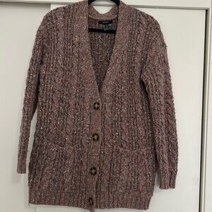 Marled Knit Button Up Sweater